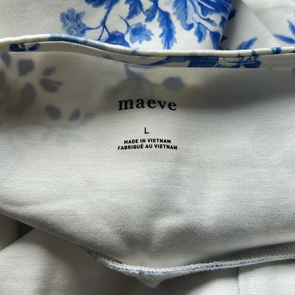 Anthropologie Maeve Square Neck Peplum Tank Top Blue White Pattern Sz L NEW - Picture 10 of 11